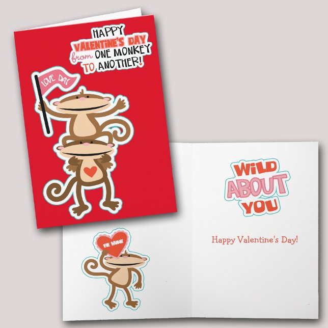 Tarjeta Festiva Valentine de dos monos bonitos (Subido por el creador)