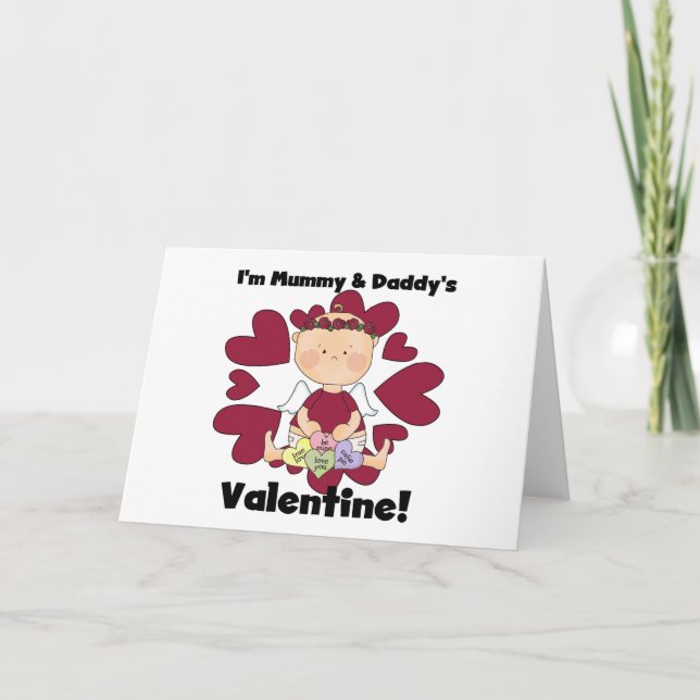 Tarjeta Festiva Valentine de mamá y papá - Chica Cupido (Anverso)