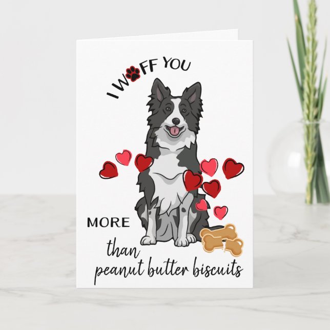 Tarjeta Festiva Valentine de tu linaje de perro negro ama a Biscui (Anverso)
