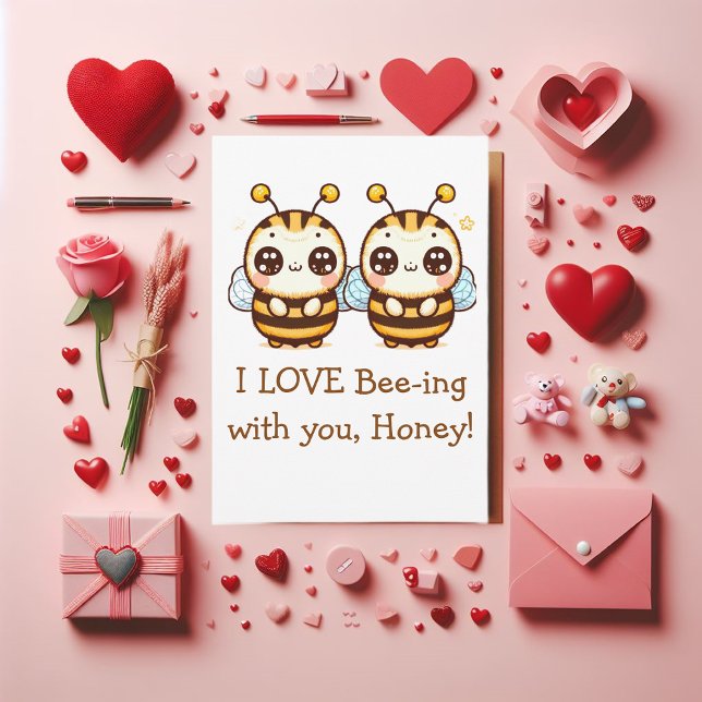 Tarjeta Festiva Valentine divertido Bee (A great corny joke that is packed with love!)