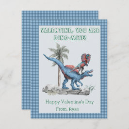Tarjeta Festiva ¡Valentine, Eres DINO-Mite! Clase Azul