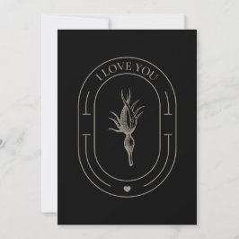 Tarjeta Festiva Valentine - Flor de época - Negro moderno