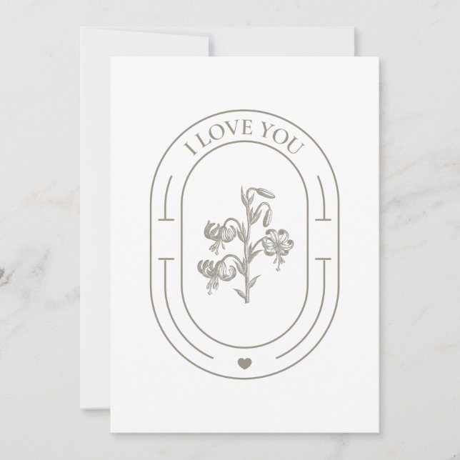 Tarjeta Festiva Valentine - Flor de época - Te amo (Anverso)