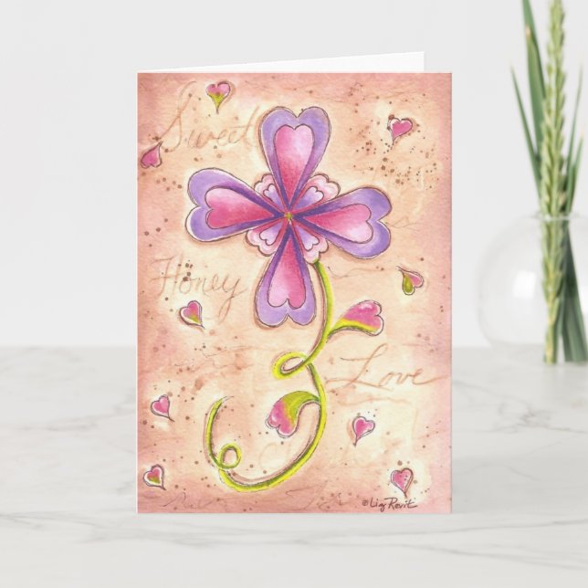 Tarjeta Festiva Valentine Flower (Anverso)