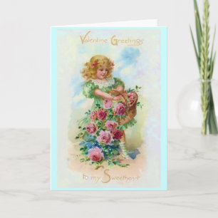 Tarjeta Festiva Valentine Flower Girl
