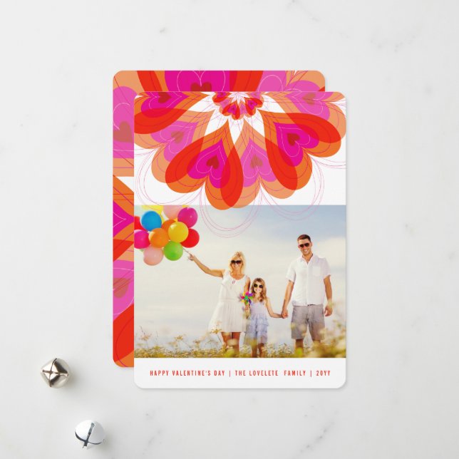 Tarjeta Festiva Valentine Flower Love Pink Sweet Hearts Moda Foto (Anverso/Reverso In Situ)