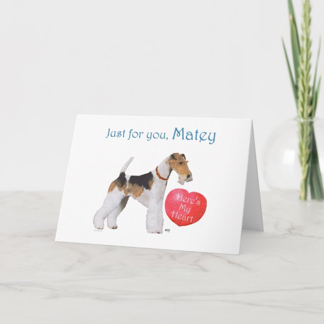 Tarjeta Festiva Valentine Fox Terrier de pelo duro (Anverso)