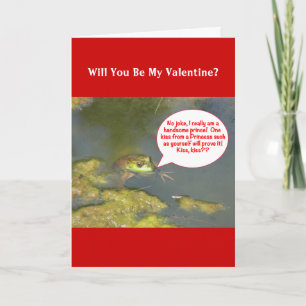 TARJETA FESTIVA VALENTINE/ FROG, "BESE, SOY UN PRÍNCIPE"