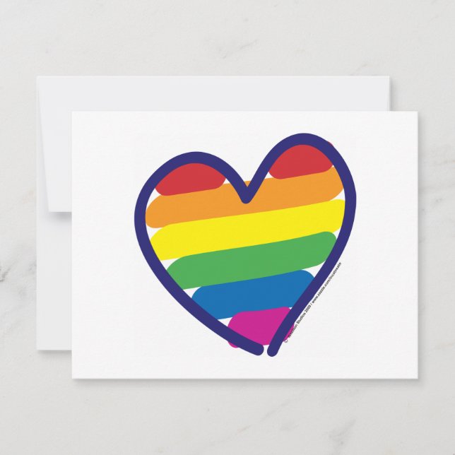 Tarjeta Festiva Valentine Gay Orgullo Arcoiris Corazón (Anverso)
