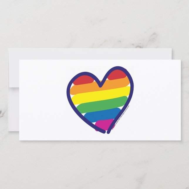 Tarjeta Festiva Valentine Gay Orgullo Arcoiris Corazón (Anverso)