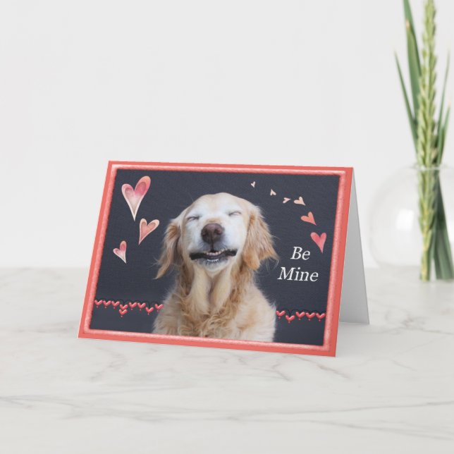 Tarjeta Festiva Valentine Golden Retriever (Anverso)