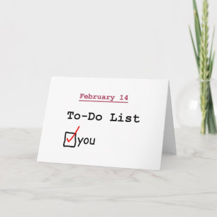 Tarjeta Festiva Valentine: Graciosa lista de tareas pendientes