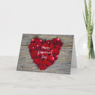 Tarjeta Festiva Valentine Heart Red Rose Petal