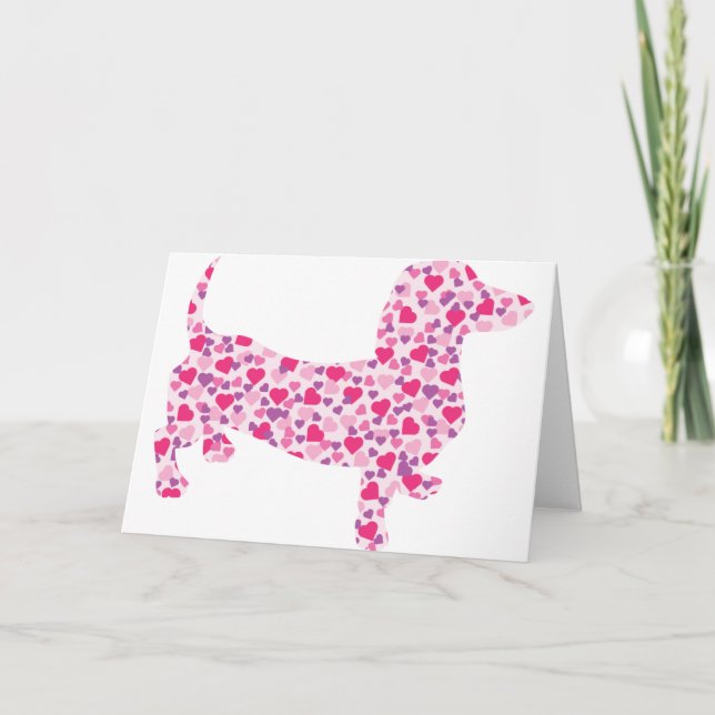 Tarjeta Festiva Valentine Hearts Dachshund (Anverso)