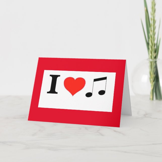 Tarjeta Festiva Valentine I Love Music and You (Anverso)
