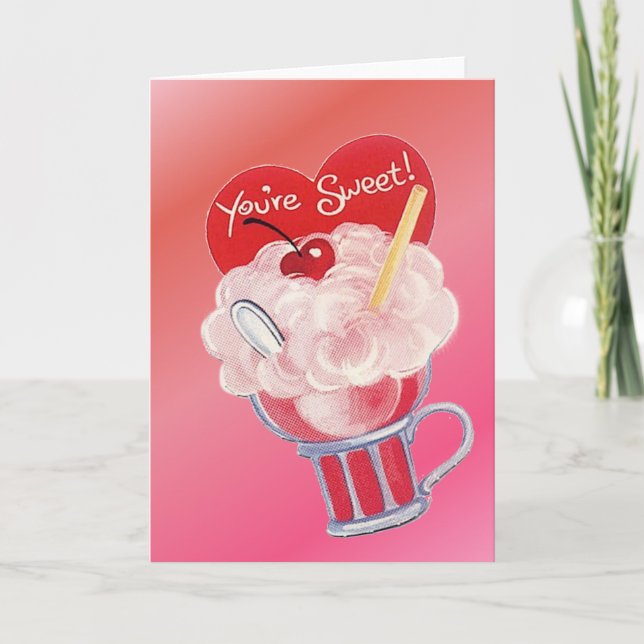 Tarjeta Festiva Valentine Ice Cream Soda (Anverso)