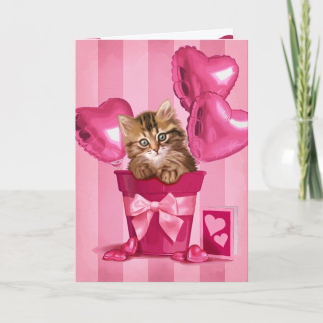 Tarjeta Festiva Valentine Kitten (Anverso)