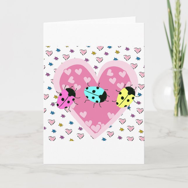 TARJETA FESTIVA VALENTINE LADYBUGS (Anverso)