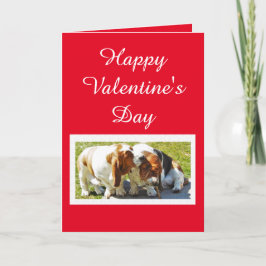 Tarjeta Festiva Valentine lindo con hongos y corazones basset