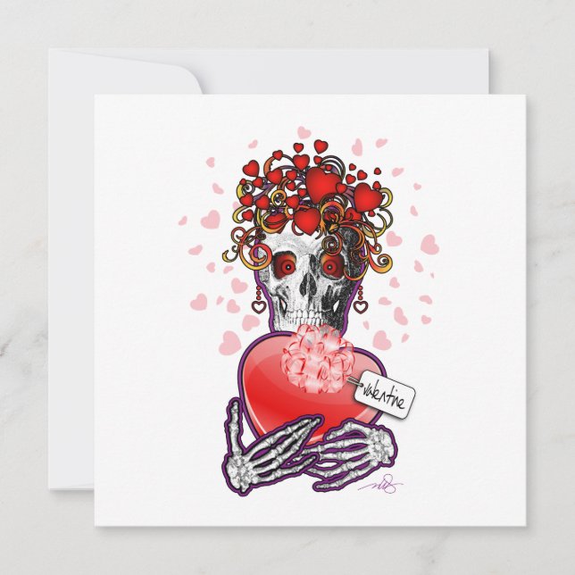 Tarjeta Festiva Valentine Love Skull (Anverso)