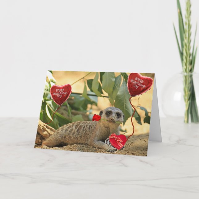 Tarjeta Festiva Valentine Meerkat (Anverso)