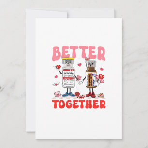 Tarjeta Festiva Valentine Mejor Juntos Enfermera Lazo Rosa Moderno