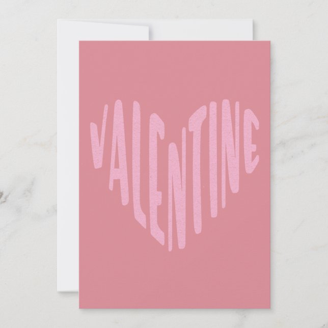 Tarjeta Festiva Valentine Modern Typography Pink Heart (Anverso)