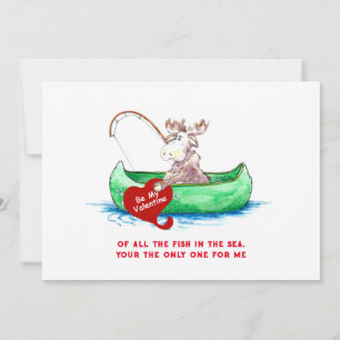 Tarjeta Festiva Valentine Moose Fishing 5x7