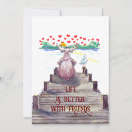 Tarjeta Festiva Valentine Moose & Seagull 5x7 Flat