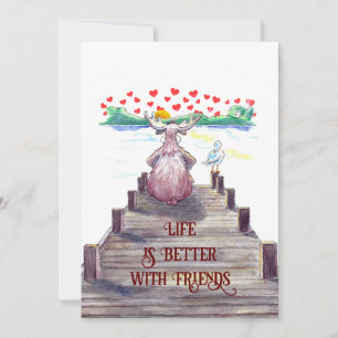 Tarjeta Festiva Valentine Moose & Seagull 5x7 Plano