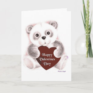 Tarjeta Festiva Valentine Panda Sketch