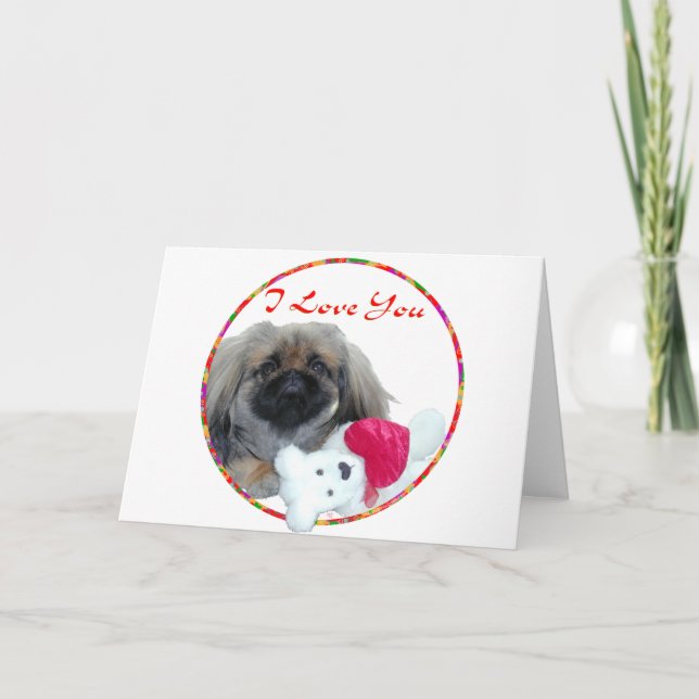 Tarjeta Festiva Valentine pekingese (Anverso)