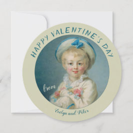 Tarjeta Festiva Valentine Pierrot Boy con flores Fragonard