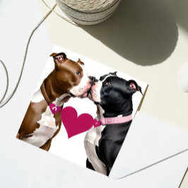 Tarjeta Festiva Valentine Pit Bulls enamorados