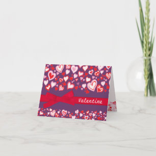 Tarjeta Festiva Valentine please be mine card hearts & red ribbon