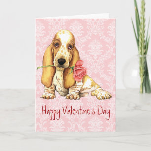Tarjeta Festiva Valentine Rosa Basset