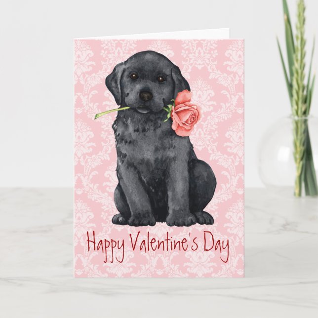 Tarjeta Festiva Valentine Rosa Black Lab (Anverso)