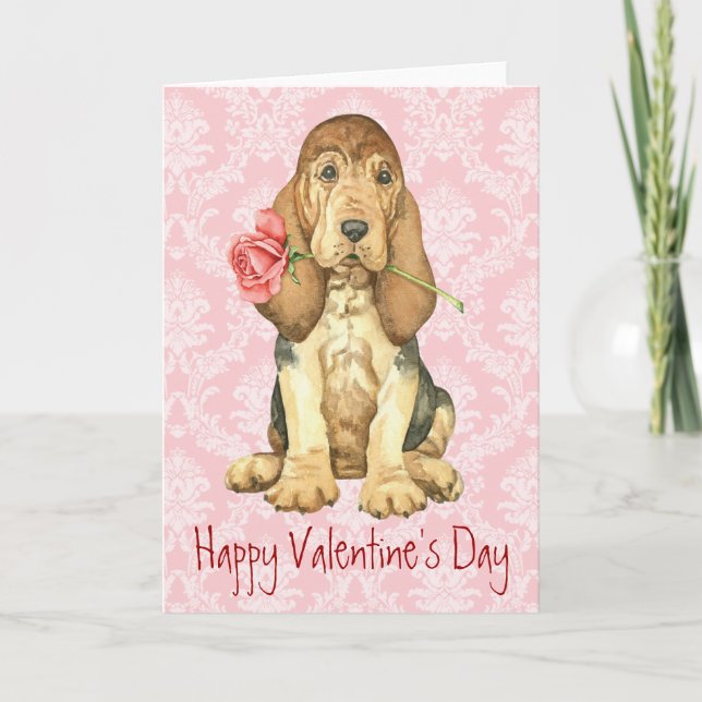 Tarjeta Festiva Valentine Rosa Bloodhound (Anverso)