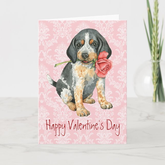 Tarjeta Festiva Valentine Rosa Borzoi (Anverso)
