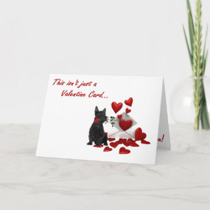 Tarjeta Festiva Valentine, Rosa del Terrier escocés y corazón