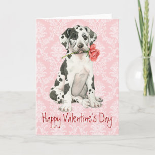 Tarjeta Festiva Valentine Rosa Great Dane