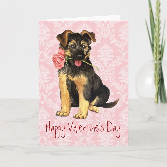 Tarjeta Festiva Valentine Rosa GSD (Anverso)