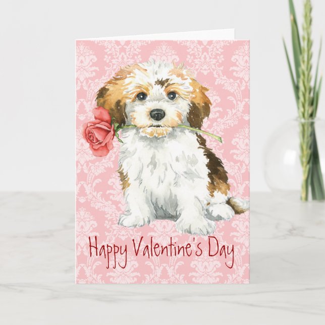 Tarjeta Festiva Valentine Rosa Havanese (Anverso)