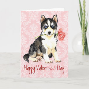 Tarjeta Festiva Valentine Rosa Husky