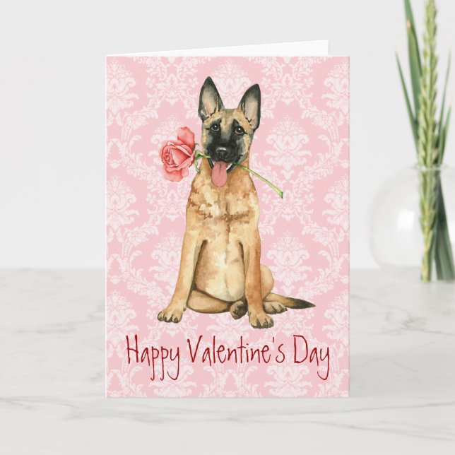 Tarjeta Festiva Valentine Rosa Malinois (Anverso)