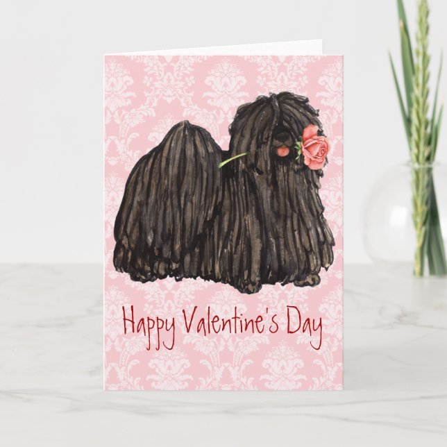 Tarjeta Festiva Valentine Rosa Puli (Anverso)