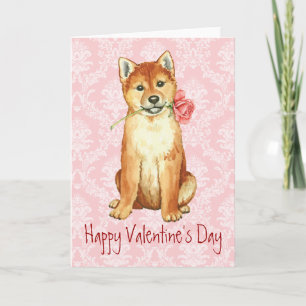 Tarjeta Festiva Valentine Rosa Shiba Inu