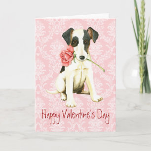Tarjeta Festiva Valentine Rosa Smooth Fox Terrier