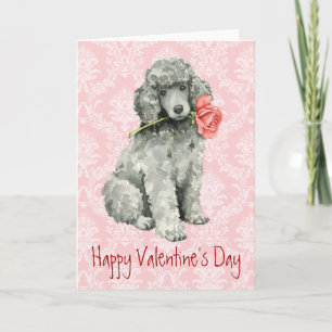 Tarjeta Festiva Valentine Rosa Standard Poodle