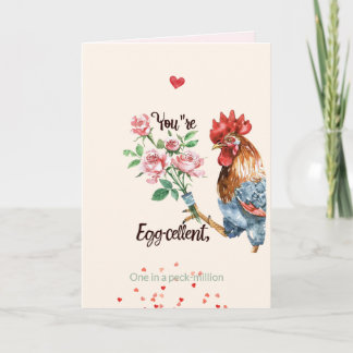 Tarjeta Festiva Valentine’s Day Cute Egg-cellent Rooster Card